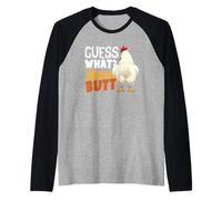 Guess What Chicken Butt Funny Retro Humor Broma Niños Camiseta Manga Raglan