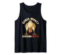Guess What Chicken Butt Meme Funny Chicken Farmer Camiseta sin Mangas