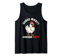 Guess What Chicken Butt Meme Funny Chicken Farmer Camiseta sin Mangas