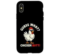 Guess What Chicken Butt Meme Funny Chicken Farmer Carcasa para iPhone X/XS