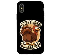 Guess What Turkey Butt Funny Thanksgiving Joke Kids Quote Carcasa para iPhone X/XS