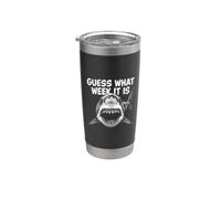Guess What Week It Is Vintage Shark Lover Shark Meme Vaso térmico de acero inoxidable de doble pared