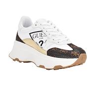Guess Women's Calebb3 Sneaker, White/Brown Multi, 11