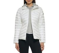 GUESS Women's Lightweight Puffer Jacket Abrigo Alternativo al plumón, Acolchado Blanco, L para Mujer