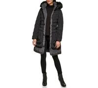 GUESS Women's Midweight Puffer Jacket Abrigo Alternativo de plumón, Cinturón Negro, Large para Mujer