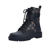 GUESS Botas de combate Orana para mujer, Negro/Marrón, 39 EU