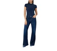 GUESS Women's Short Sleeve Mock Neck All Over 4G tee, Suiting Blue