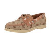 GUESS Yomaya - Zapatos náuticos para mujer, Logotipo de gamuza marrón medio 210, 39 EU