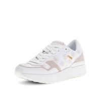 GUESS Zapatillas Deportivas de Mujer, Blancas con Detalles Plateados, Suela de Goma (Blanco, Sistema Tallas Calzado EU, Adulto, Números, Mediano, 40)