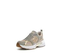 GUESS Zapatillas Deportivas Mujer, Diseño Metálico Dorado y Gris, Suela Blanca con Detalle en Goma (Dorado/Gris, Sistema Tallas Calzado EU, Adulto, Números, Mediano, 41)