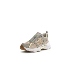 GUESS Zapatillas Deportivas Mujer, Diseño Metálico Dorado y Gris, Suela Blanca con Detalle en Goma (Dorado/Gris, Sistema Tallas Calzado EU, Adulto, Números, Mediano, 36)