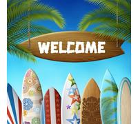 Guest Book: Beach Surfboard Design | Vacation Home Guest Book | Guest Sign In Book for Beach House, Vacation Rentals, AirBnB, Bed & Breakfast, Guest House | Visitor Comment Book