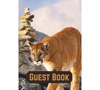 Guest Book: Great Mountain Lion Every Page (Black And White Edition)