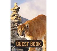 Guest Book: Great Mountain Lion Every Page (Black And White Edition)