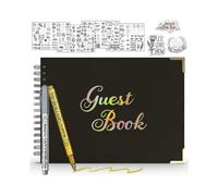 Guest Book Wedding, Wedding Guest Book with Black Rainbow Gold Title, 41 Double Pages, 31 X 21 Cm Guest Books for Wedding, Guest Book Wedding