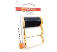 Gütermann 50402 Lote 3 bobinas de Hilo de algodón Negro/Blanco 5 x 0,02 x 0,02 cm