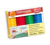 Gütermann Creativ Maraflex Elástico de Alta Elasticidad Juego de Hilos de Coser - Hilos Multicolor para Escotes y Costuras, Variación de Color 2, 4 x 150m - 1 Set