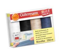 Gütermann Creativ Maraflex Elástico de Alta Elasticidad Juego de Hilos de Coser - Hilos Multicolor para Escotes y Costuras, Variación de Color 1, 4 x 150m - 1 Set