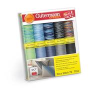 Gütermann creativ Set hilo de coser con 10 bobinas de hilo de adornos Deco Stitch 70 70 m en diferentes colores individuales y multicolor