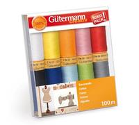 Gutermann 734521-2 - Juego de hilos (algodón natural, 50, 100 m x 10 carretes), multicolor