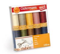 Gutermann 734521-3-Juego de Hilos Natural, 50 bobinas de 100 m, 10 Unidades, Algodón, Multicolor, 1000