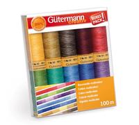 Gutermann 731149-1 Juego de Hilos de algodón Natural, 100 m x 10 carretes, Multicolor, 1000