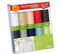 Gütermann creativ Set hilo de coser con 10 bobinas Extra Fino de 200 m en los colores básicos