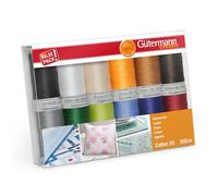 Guetermann Gutermann 734023-2-Juego de 12 bobinas de Hilo de Coser, tamaño 30, 100 m, algodón, Multicolor, Talla única, 1200