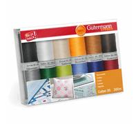 Guetermann Gutermann 734023-2-Juego de 12 bobinas de Hilo de Coser, tamaño 30, 100 m, algodón, Multicolor, Talla única, 1200