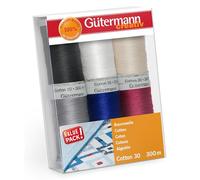 Guetermann Gutermann 734022-1-Juego de 6 bobinas de Hilo de Coser, tamaño 30, 100 m, algodón, Multicolor, Talla única, 600
