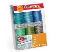 Gutermann 0 Hilo Conjunto, Algodón, Azul/Greem, 300m, 600
