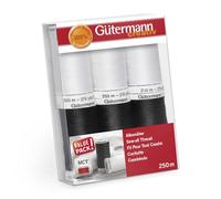 Gütermann creativ – Set hilo de coser Coselotodo, 6 bobinas de 250 m, blanco y negro