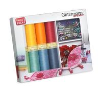 Gutermann Creativ Coselotodo - Ensemble de 8 bobines de 100 m + 15 pinces à tissu + épingles à tête de perles colorées PRYM, couleurs assorties