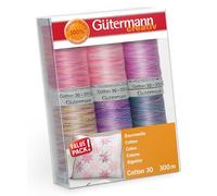 Guetermann Gutermann 734022-4-Juego de 6 bobinas de Hilo de Coser, tamaño 30, 100 m, algodón, Rosa/Morado, Talla única, 600