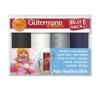 Gütermann hilo todo uso repelente al agua, 4 unidades de 100 m, color 03 azul, gris y blanco