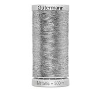Gütermann Sulky Metallic - Hilo de bordar de 500 m - Color 7009 plateado - Hilo metálico para bordar a máquina y a mano
