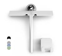 GÜTEWERK Juego de limpiacristales de Ducha con Ganchos, Color Blanco, 23 cm, sin taladrar, Extractor de Silicona para Ducha, baño, baño, Ventana, Acero Inoxidable, limpiacristales, limpiacristales