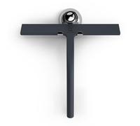 GÜTEWERK Juego de limpiacristales de ducha con soporte, color negro, 23 cm de ancho, sin taladrar, extractor de silicona para ducha, cuarto de baño, ventana, extractor de ventanas de acero inoxidable,