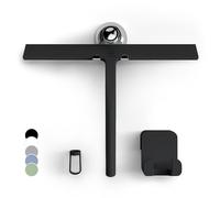 GÜTEWERK Juego de limpiacristales de Ducha con Soporte - Negro 28 cm de Ancho - sin taladrar Silicona Extractor de Ducha baño Ventana Extractor de Ventanas de Acero Inoxidable con Ventosa Soporte