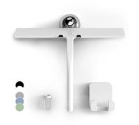 GÜTEWERK Juego de limpiacristales de Silicona, Accesorios higiénicos para el baño, Extractor de Cristal con Soporte de Ventosa, Extractor de Ventanas de 28 cm, Accesorios, Color Blanco