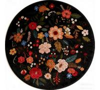 GueTTO Alfombra Boho Floral Redonda (Naranja) - Patrón de Flores Colorido, Tejido Antideslizante, Cubierta de Suelo Decorativa para Sala/Dormitorio/Zonas Relax Contemporáneas,A,∅ 160cm