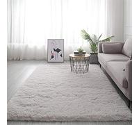 GueTTO Alfombra Shaggy mullida Lavable a máquina, Alfombra Confortable Pelo Largo, decoración contemporánea para dormitorios, Salones y Habitaciones Adolescentes,Light Gray,140 * 200cm
