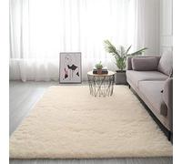 GueTTO Alfombra Shaggy mullida Lavable a máquina, Alfombra Confortable Pelo Largo, decoración contemporánea para dormitorios, Salones y Habitaciones Adolescentes,Beige,140 * 200cm