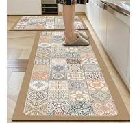 GueTTO Alfombra Suelo Retro Americano Cocina, Impermeable Resistente al Aceite, Cuero Lavable, Antideslizante, No Lavado, Fregadero,M,40 * 60+40 * 120cm