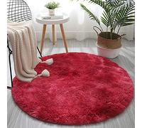 GueTTO Dormitorio Alfombra Super Suave Moderno Circular Sala De Estar Alfombras Shaggy Alfombra Redonda De La Alfombra Jugar Nursery Decorativo para Baño Habitaciones,Rojo,200cm
