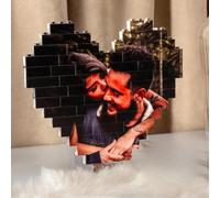 Gufacai Bloque de fotos de ladrillo de construcción de corazón personalizado, rompecabezas de fotos personalizado, regalo para parejas, familia, día de San Valentín, aniversario, regalo de cumpleaños