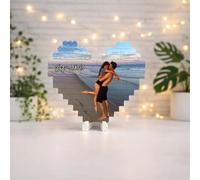 Gufacai Bloques de construcción de fotos de corazón personalizados, rompecabezas de fotos personalizado con soporte, regalo para parejas, San Valentín, boda, aniversario, recuerdo (18 x 15 cm)