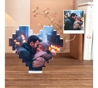 Gufacai Bloques de construcción de fotos personalizados para parejas, rompecabezas de imagen personalizada, bloques de construcción de corazón, regalos para novio, aniversario, día de San Valentín