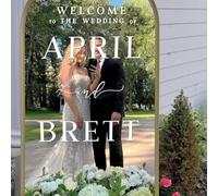 Gufacai Personalizado Bienvenido a nuestro Espejo de Boda Etiqueta de Signo Bricolaje Personalizado Nombre Vinilo Adhesivo Boda Espejo Cartel de Bienvenida Pared Recepción Decoración (Blanco, 23 x 42