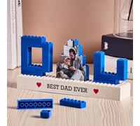 Gufacai Rompecabezas de bloques de fotos personalizado de ladrillos de construcción, juego de bloques de construcción en forma de papá, marco de fotos de bricolaje, día del padre, papá, abuelo, regalo